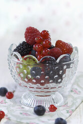 Glass bowl of various fresh fruits - ASF06407