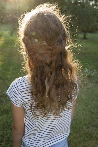 Back view of a girl, Tuscany, Italy stock photo