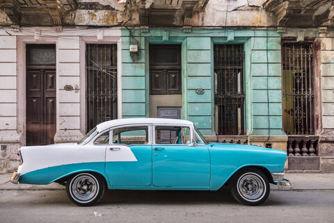 Geparkter Oldtimer, Havanna, Kuba, lizenzfreies Stockfoto