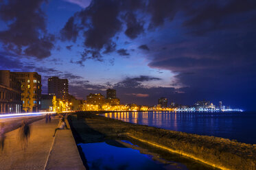 View to lighted Malecon, Havana, Cuba - HSIF00643