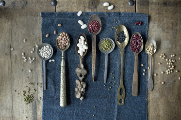 Spoons of various dried beans - ASF06433