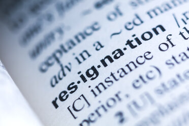 Keyword in a dictionary, resignation - TCF06081