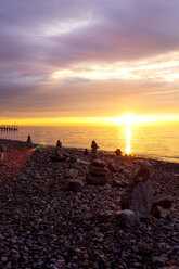 Beach at sunrise, Constance, Lake Constance, Germany - PUF01490