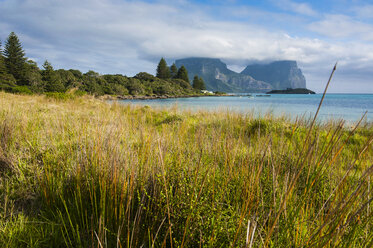 View of Mount Lidgbird and Mount Gower in the background on Lord Howe Island, New South Wales, Australia - RUNF02171