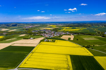 Aerial view of rape fields and cornfields near Usingen and Schwalbach, Hesse, Germany - AMF07050