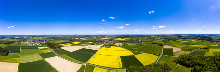 Aerial view of rape fields and cornfields near Usingen and Schwalbach, Hesse, Germany - AMF07055