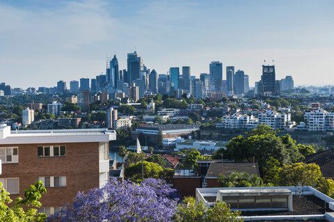 Skyline von Sydney, New South Wales, Australien, lizenzfreies Stockfoto