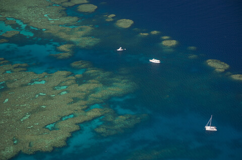 Aerial view of the great barrier reef, Queensland, Australia stock photo