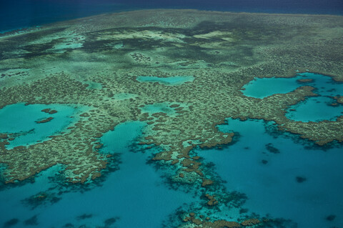 Luftaufnahme des Great Barrier Reef, Queensland, Australien, lizenzfreies Stockfoto