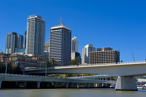 Das Stadtzentrum von Brisbane mit dem Brisbane River, Queensland, Australien, lizenzfreies Stockfoto