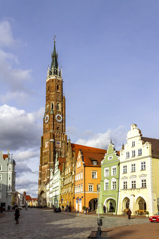 Altstadt mit St. Martinskirche, Landshut, Deutschland, lizenzfreies Stockfoto