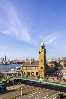 Hamburger Hafen, Uhrenturm an den Landungsbrücken, Hamburg, Deutschland - PUF01559