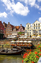 Giebelhäuser und Fachwerkhäuser am Stintmarkt, Lüneburg, Deutschland - PUF01560