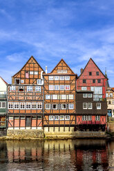 Half-timbered and gable houses at Ilmenau river, Lueneburg, Germany - PUF01566