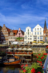 Giebelhäuser und Fachwerkhäuser am Stintmarkt, Lüneburg, Deutschland - PUF01567