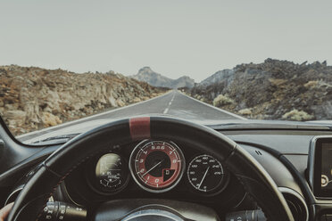 Personal perspective in a car, road Teide National Park, Tenerife, Spain - CHPF00538