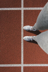 Closeup of sportswoman feet on racetrack - AHSF00462