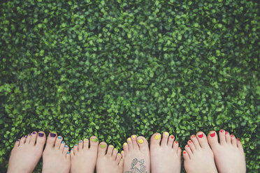 Close up of painted toenails or girls in grass - BLEF06472