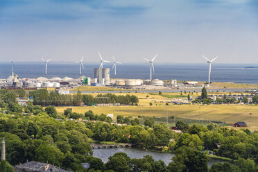 Ansicht von Provestenen mit Windkraftanlagen, Kopenhagen, Dänemark - TAMF01541