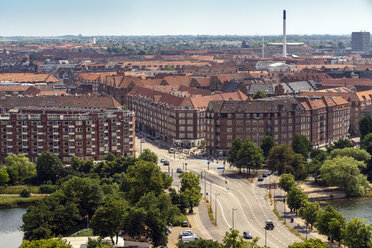 Blick auf das Stadtzentrum von oben von der Erlöserkirche, Kopenhagen, Dänemark - TAMF01544