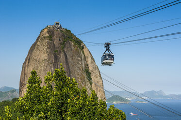 Seilbahn, die auf den Zuckerhut in Rio de Janeiro, Brasilien, führt - RUNF02382