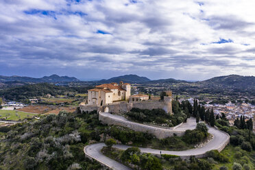 Aerial view of pigrimage church Santuari de Sant Salvador, Arta, Majorca, Spain - AMF07061