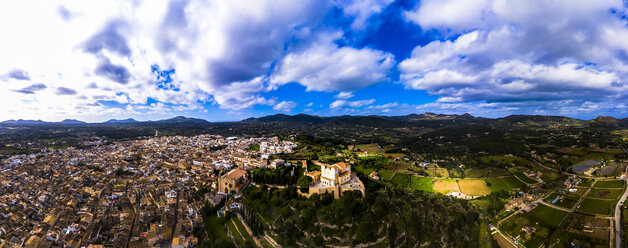 Aerial view of pigrimage church Santuari de Sant Salvador, Arta, Majorca, Spain - AMF07069