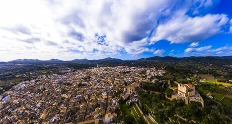 Aerial view of pigrimage church Santuari de Sant Salvador, Arta, Majorca, Spain - AMF07070