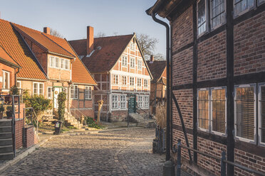 Half-timbered houses at an alley, Lauenburg, Schleswig-Holstein, Germany - KEBF01252