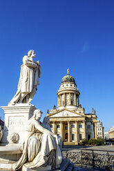 View to French Cathedral with Schiller Monument in the foreground, Gendarmenmarkt, Berlin, Germany - PUF01613