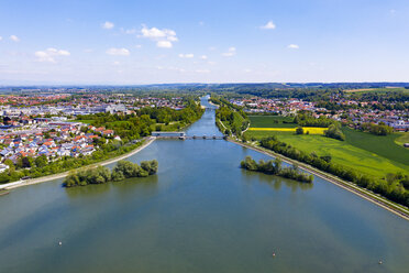 Isarstausee Dingolfing, Bayern, Deutschland, Drohnenaufnahme - SIEF08670