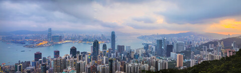 Hong Kong Central skyline and Victoria Harbour, Hong Kong, China stock photo