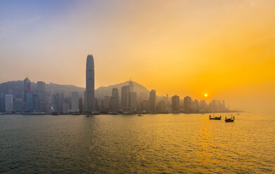 Hong Kong Central skyline and Victoria Harbour at sunset, Hong Kong, China - HSIF00657
