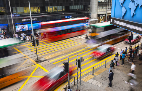 Verkehr in Hongkong Central, Hongkong, China, lizenzfreies Stockfoto