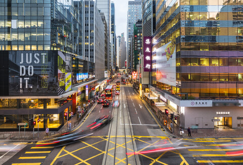 Verkehr in Hongkong Central, Hongkong, China, lizenzfreies Stockfoto