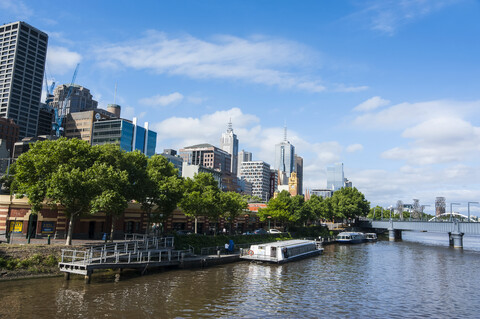 Das Herz von Melbourne am Yarra-Fluss, Victoria, Australien, lizenzfreies Stockfoto