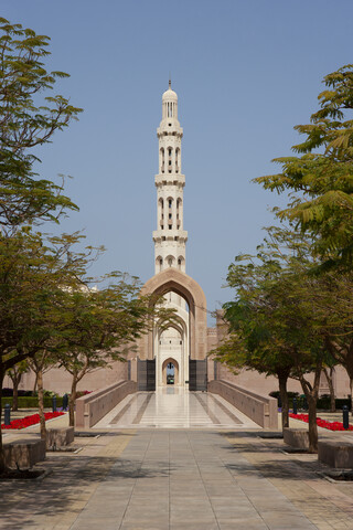 Große Sultan-Qaboos-Moschee, Muscat, Oman, lizenzfreies Stockfoto