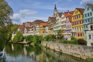 Häuser am Neckar und Hölderlinturm, Tübingen, Baden-Württemberg, Deutschland - MRF02013