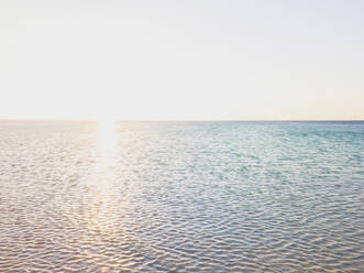 Aerial view of sunset over the sea, Holbox, Yucatan, Mexico - MMAF00958