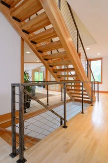 Wooden staircase in modern home - MINF11666