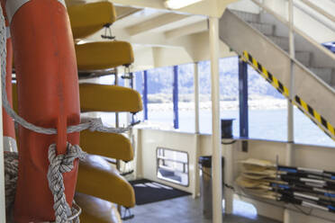 Lifeboats and life ring on ferry - MINF11757