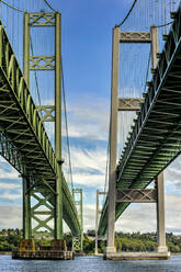 Low angle view of Narrows Bridge, Tacoma, Washington, United States - MINF11933