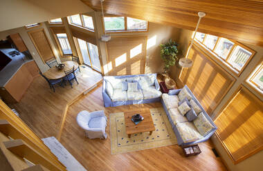 View of living room and dining room from loft - MINF11951