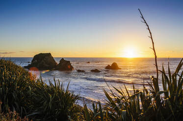 Sunset at Cape Foulwind near Westport, South Island, New Zealand - RUNF02646