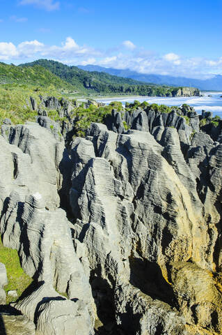 Pancake Rocks, Paparoa National Park, South Island, New Zealand stock photo