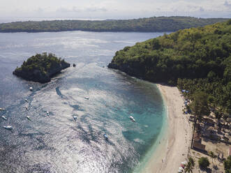 Aerial view of Crystal Bay, Nusa Penida Island, Bali, Indonesia - KNTF02825