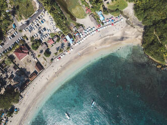 Aerial view of Crystal Bay, Nusa Penida Island, Bali, Indonesia - KNTF02826