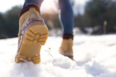 Close-up of shoe sole in winter - JSRF00231