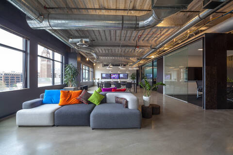 Sofas in office seating area stock photo