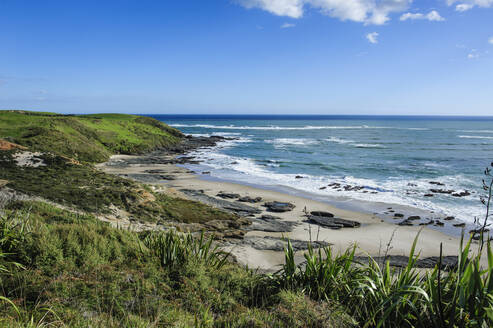 Wunderschöne Küstenlinie im Arai-Te-Uru Recreation Reserve, Hafen von Hokianga, Westküste von Northland, Nordinsel, Neuseeland - RUNF02695